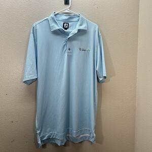 FootJoy Golf Polo Shirt Mens SZ L Blue‎ White Houndstooth Stretch Performance FJ